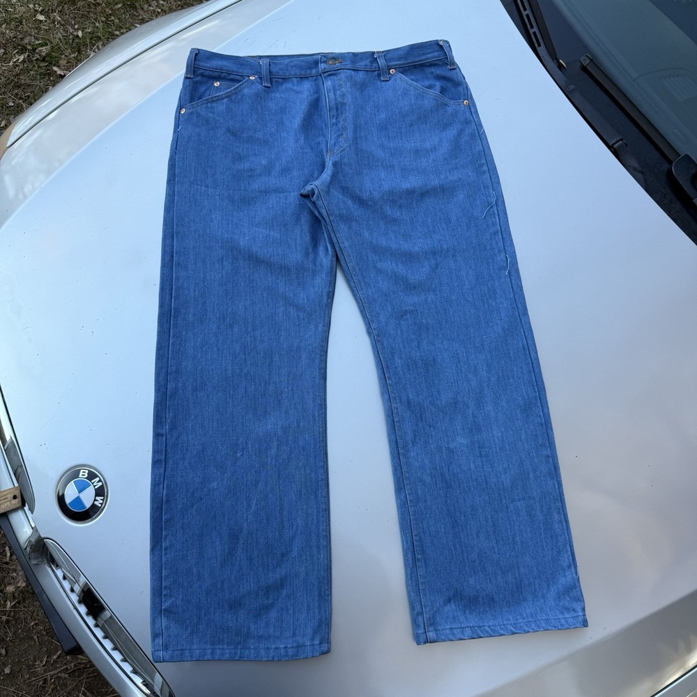 70s Challenger Indigo Wide Leg Western Denim Flare Jeans 38X29.5 Talon Zipper